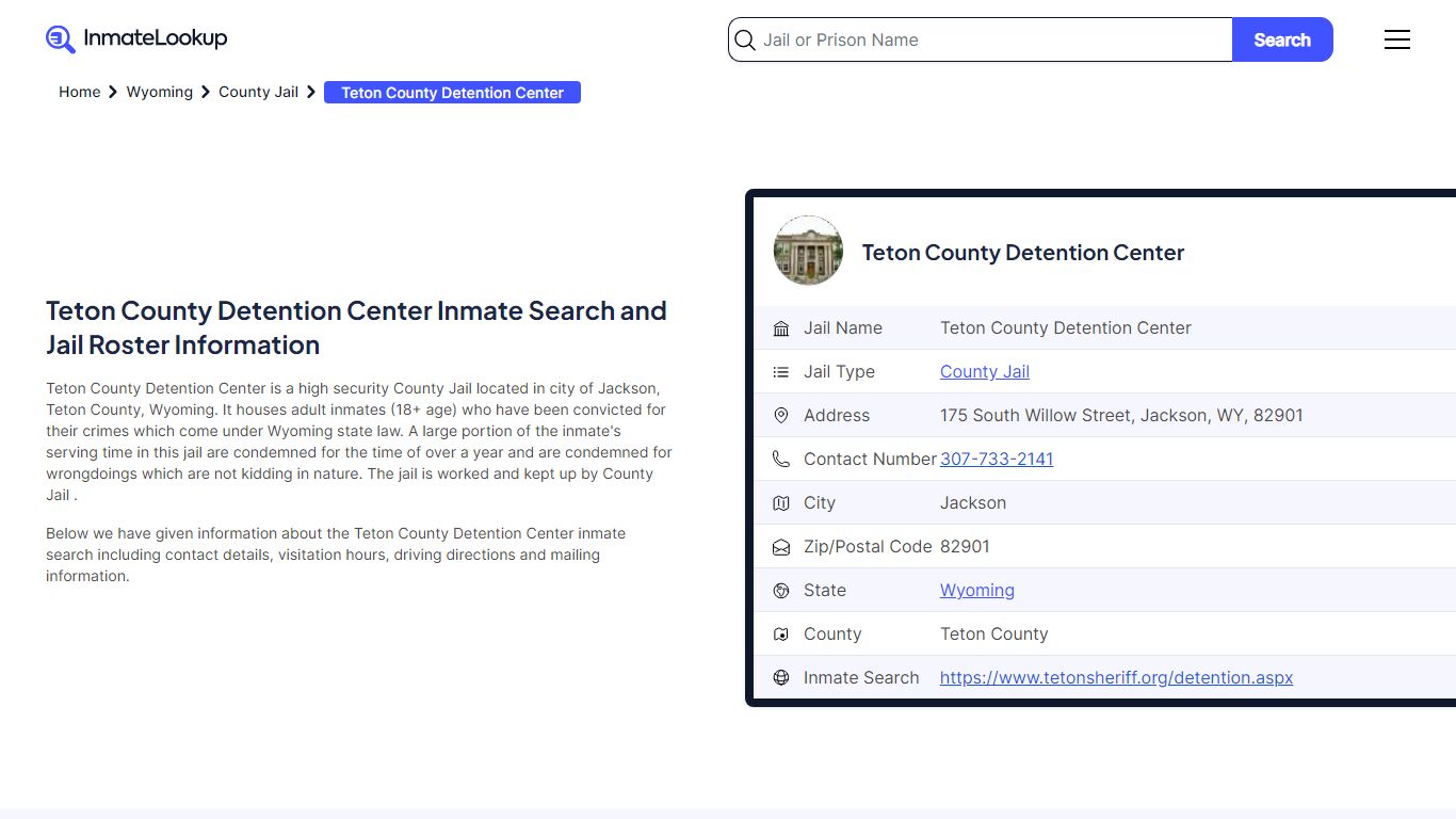 Teton County Detention Center Inmate Search, Jail Roster, Bookings ...